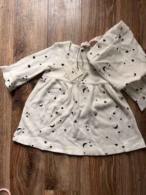 kate quinn white Dress with Black Star & Moon Print
